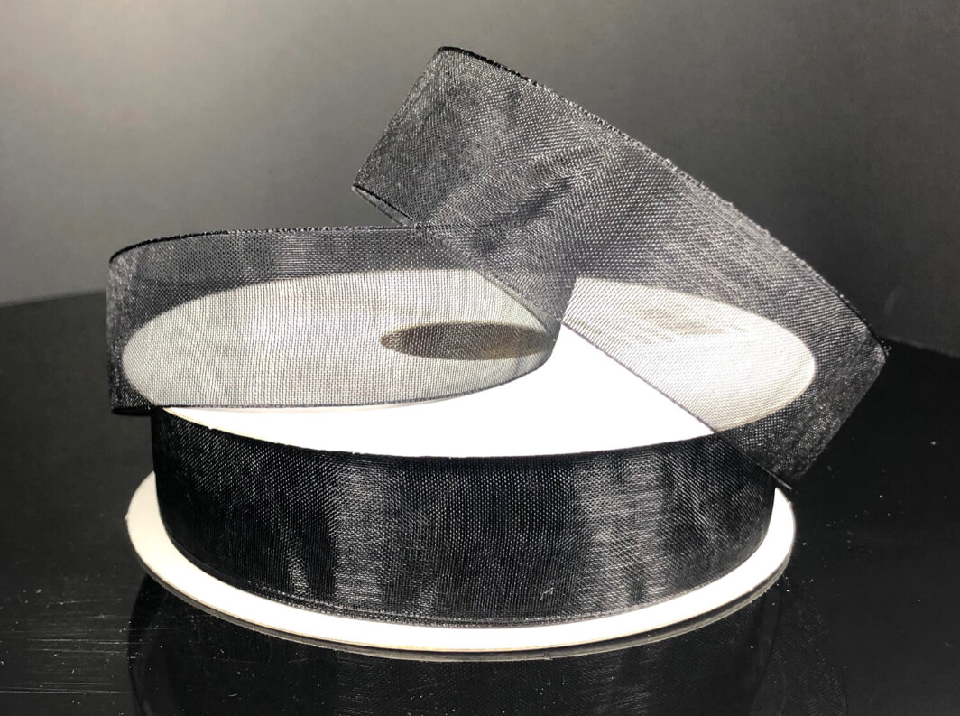 7/8&quot;x25yd Satin Edge Sheer Black