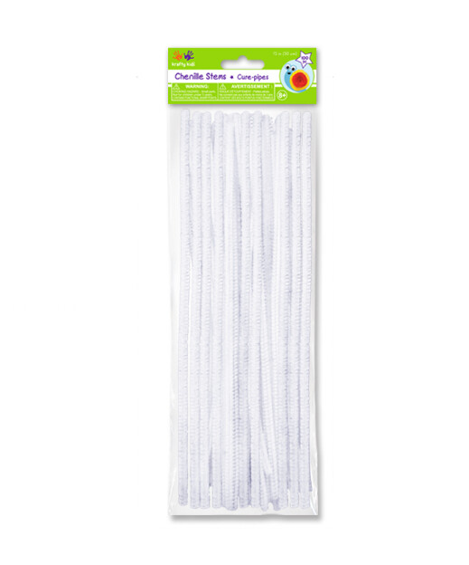 100pc 12&quot; 6mm Chenille Stem White
