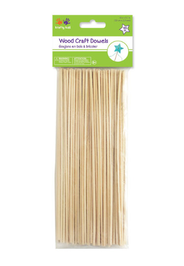 105pc 8&quot;x2.5mm Thin Wood Dowels Natural