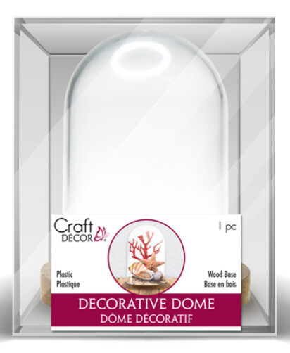 12cm x 8cm Dome w/Wooden Base (Plastic)