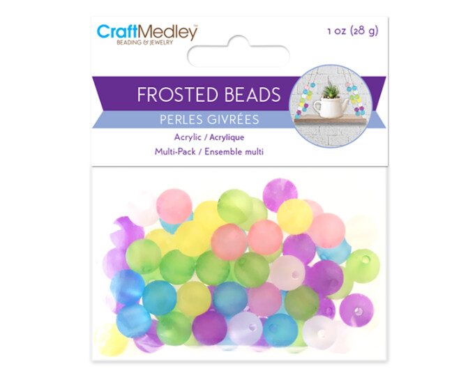 1oz 10mm Round Frosted Acrylic Beads Multi