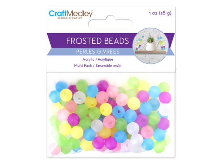 1oz 8mm Round Frosted Acrylic Beads Multi