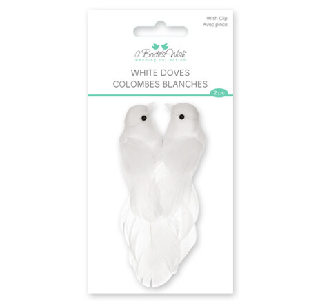 2pc 3.5&quot; White Doves w/Clip