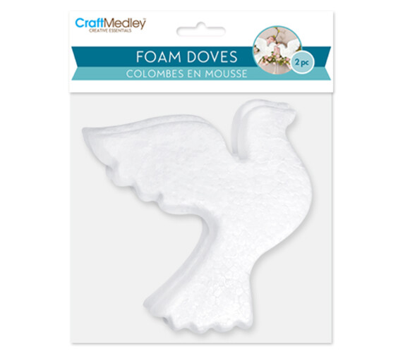2pc 4"x4.5" Foam Doves White