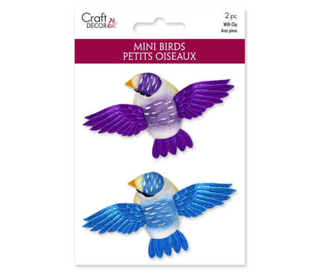 2pc 3.8&quot; Birds w/Clip Blue/Purple