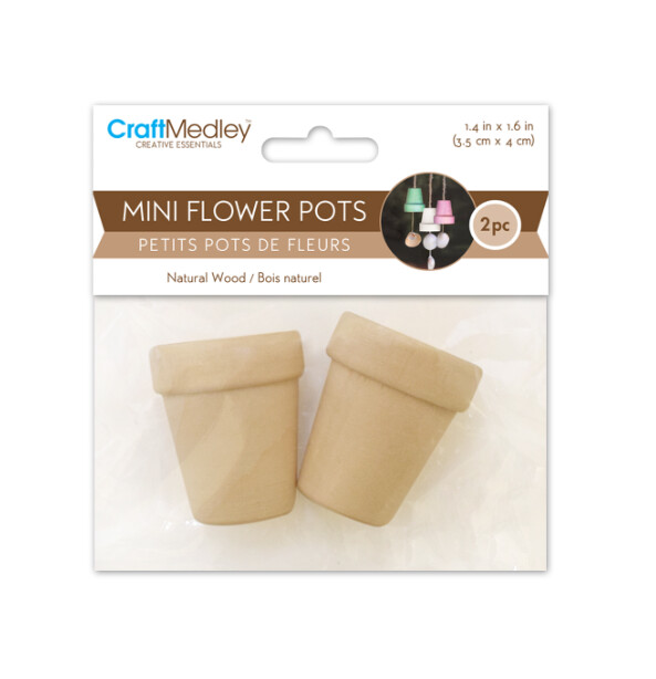 2pc 1.4"x1.6" Mini Flower Pots Natural 2pc 1.4"x1.6" Mini Flower Pots Natural