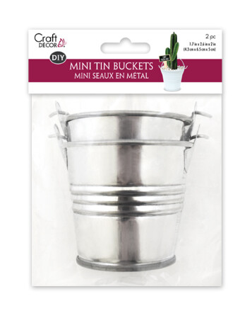 2pc 1.7&quot;x2.6&quot;x2&quot; Tin Buckets Silver
