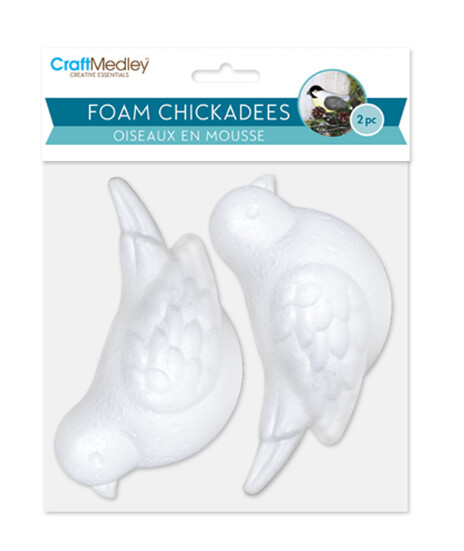 2pc 3&quot; Polyfoam Chickadees White