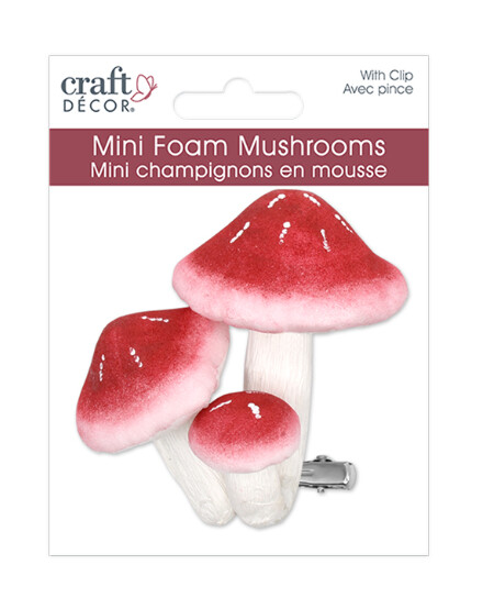3&quot; Mini Foam Mushroom x3 w/Clip Red