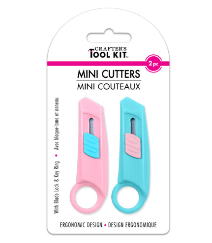 2pc 3&quot; Mini Box Cutters w/Key Ring Blue/Pink