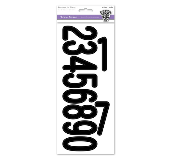 4 Sheet 3&quot; Number Stickers Black