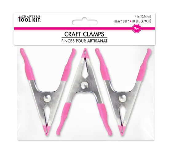 3pc 4&quot; Heavy Duty Craft Clamps Pink
