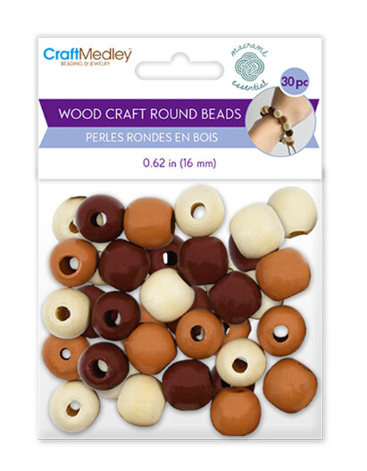 30pc 16mm Round Wood Beads