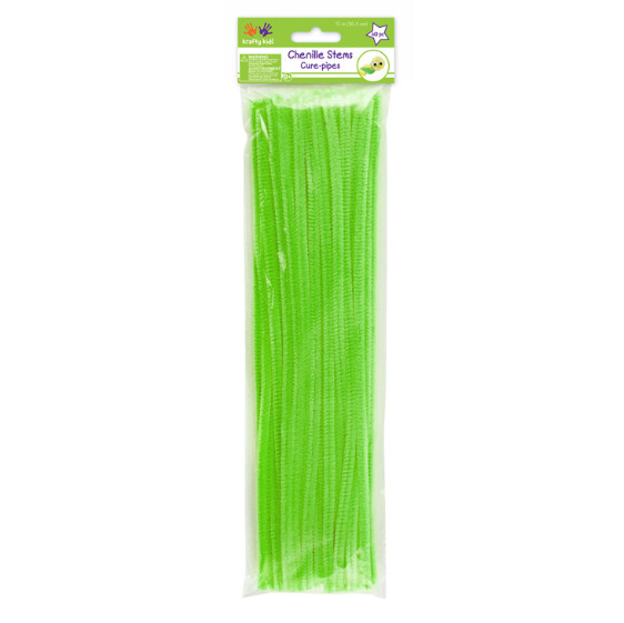 40pc 12&quot; 6mm Chenille Stems Lime