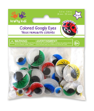 38pc 8mm-20mm Googly Eyes w/Lashes Multi