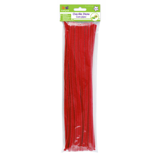 40pc 12&quot; 6mm Chenille Stems Red