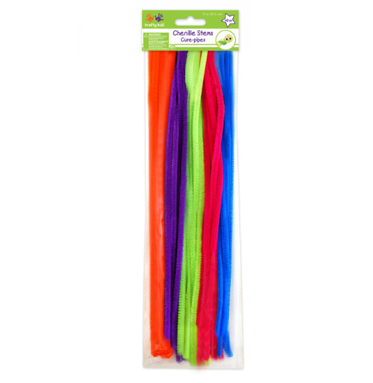 40pc 12&quot; 6mm Chenille Stems Neon Multi