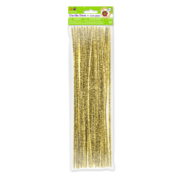 35pc 12&quot; 6mm Tinsel Chenille Stems Champagne Gold