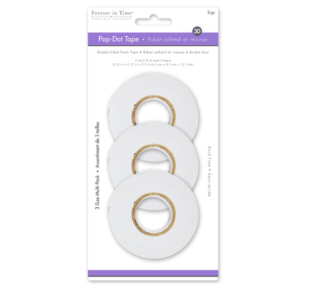 3pc 2yd 3-D Pop Dot Double-Sided Tape (1/4&quot;, 3/8&quot;, 1/2&quot;)