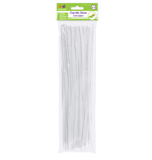 40pc 12&quot; 6mm Chenille Stems White