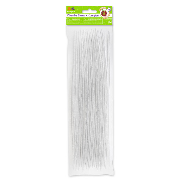 35pc 12&quot; 6mm Tinsel Chenille Stems White