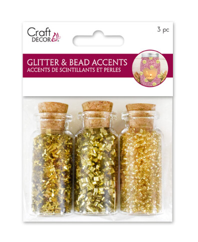 3pc Glitter &amp; Seed Beads Gold