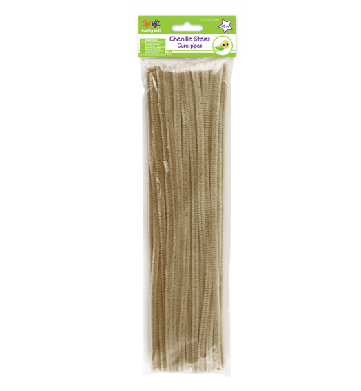 40pc 12&quot; 6mm Chenille Stems Beige