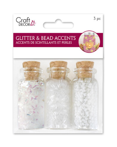 3pc Glitter &amp; Seed Beads Iridescent/White
