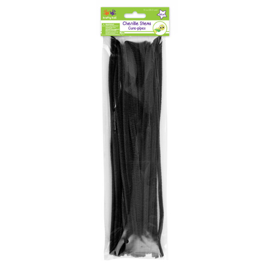 40pc 12&quot; 6mm Chenille Stems Black