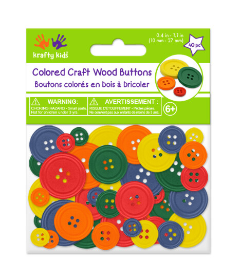 40pc Assorted Wood Craft Buttons Multi