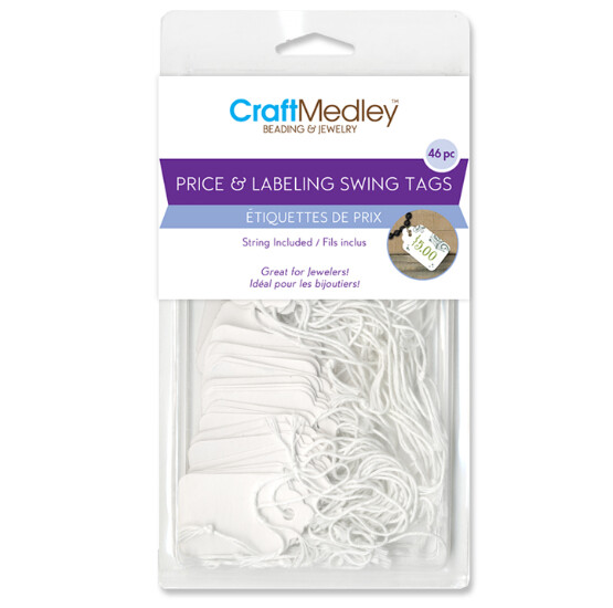 40pc 1&quot;x1.8&quot; Price/Label Tags on String White
