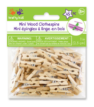 45pc 1&quot; Mini Clothespins Natural