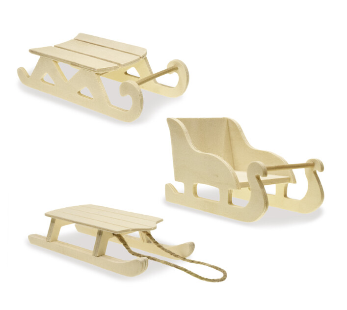 5&quot;-6&quot; DIY Wood Sleigh Assorted