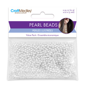 850pc 3mm Pearl Beads White