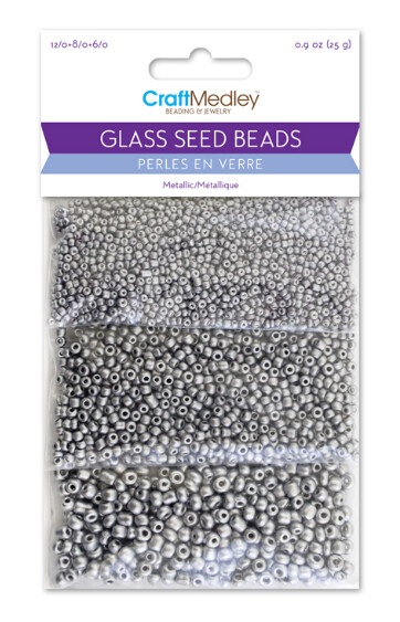 25g Size 12/8/6 Glass Seed Beads Matte Metallic Silver