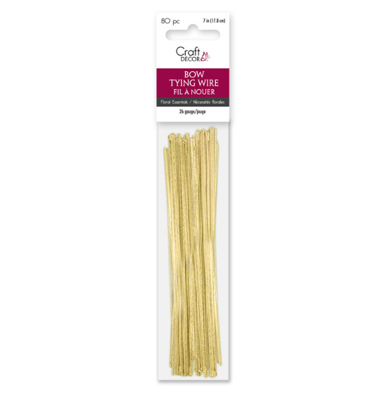 80pc 7&quot; 26 Gauge Bow Tying Wire Gold