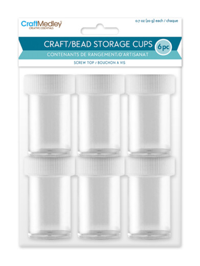 6pc 0.7oz Craft/Bead Storage w/Screw Top Clear/White