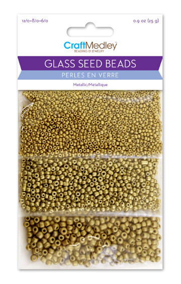 25g Size 12/8/6 Glass Seed Beads Matte Metallic Gold