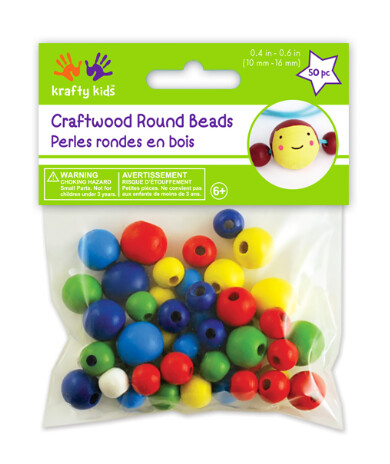 50pc Round Wood Beads Multi