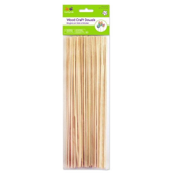 85pc 10&quot;x2.5mm Thin Wood Dowels Natural