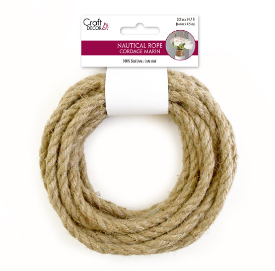 6mm x 4.5m Jute Nautical Rope Natural