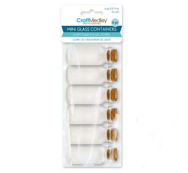 6pc 1"x2" Mini Glass Bottles w/Cork Lid 6pc 1"x2" Mini Glass Bottles w/Cork Lid