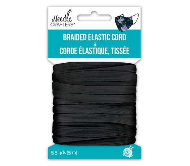 5.5yd x 6mm Braided Elastic Cord Black