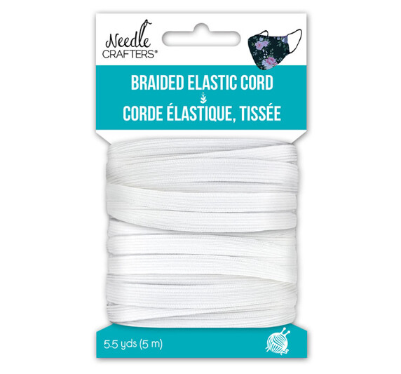 5.5yd x 6mm Braided Elastic Cord White