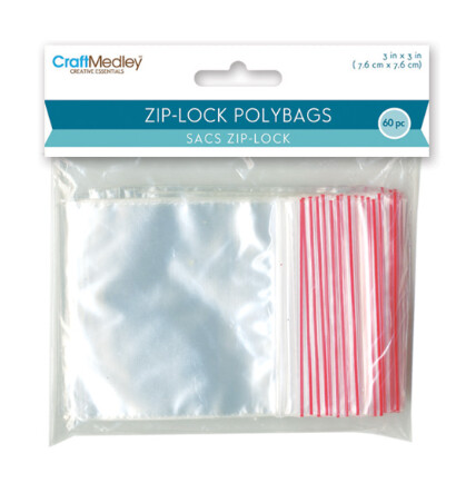 60pc 3"x3" Zipper Seal Bags Clear