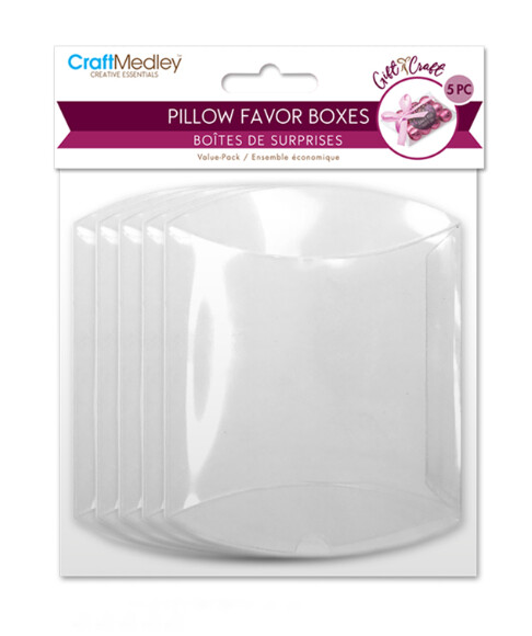 5pc 5&quot; PVC Pillow Favor Boxes Clear