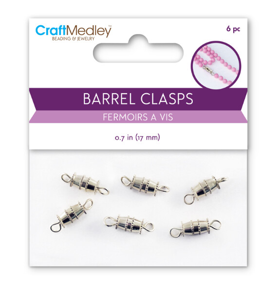 6pc 3/4"x1/4" Barrel Clasps Silver