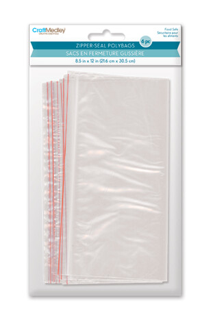 6pc 8.5"x12" Zipper Seal Bags Clear