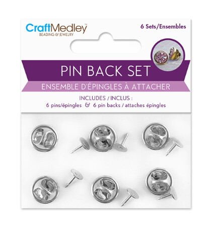 6 - 2pc Pin &amp; Pin Back Sets Silver