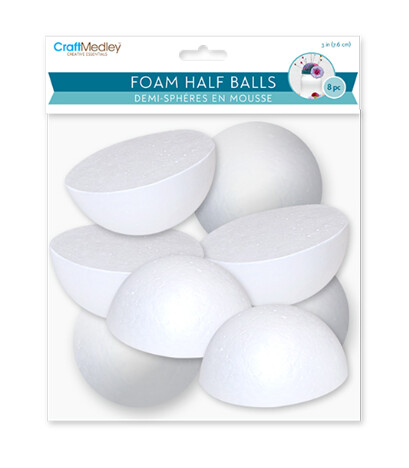 8pc 3&quot; Polyfoam Half Ball White